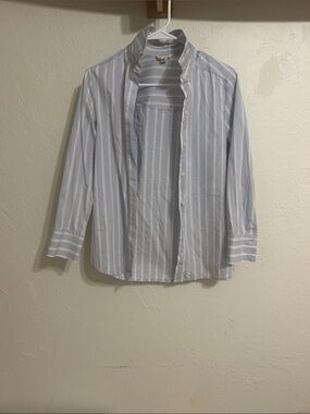 Light Blue Striped women’s Button-Down Shirt